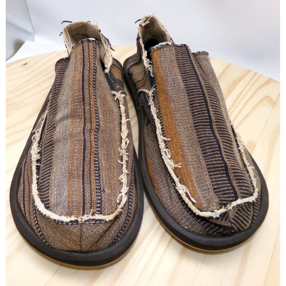 Sanuk Vagabond Blanket Slip On Shoes Mens Multicolor Browns Size 13